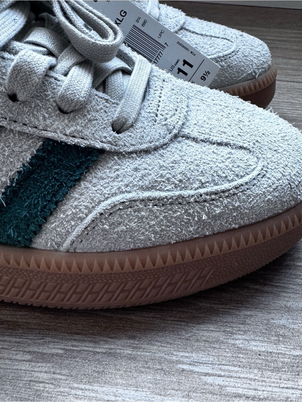 adidas Samba XLG Cream Suede with Dark Green Stripes and Gum Sole Size 10 - Picture 11 of 14